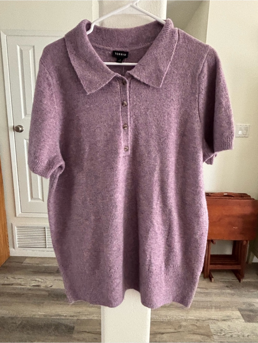 torrid Lavender Short-Sleeve Polo Sweater